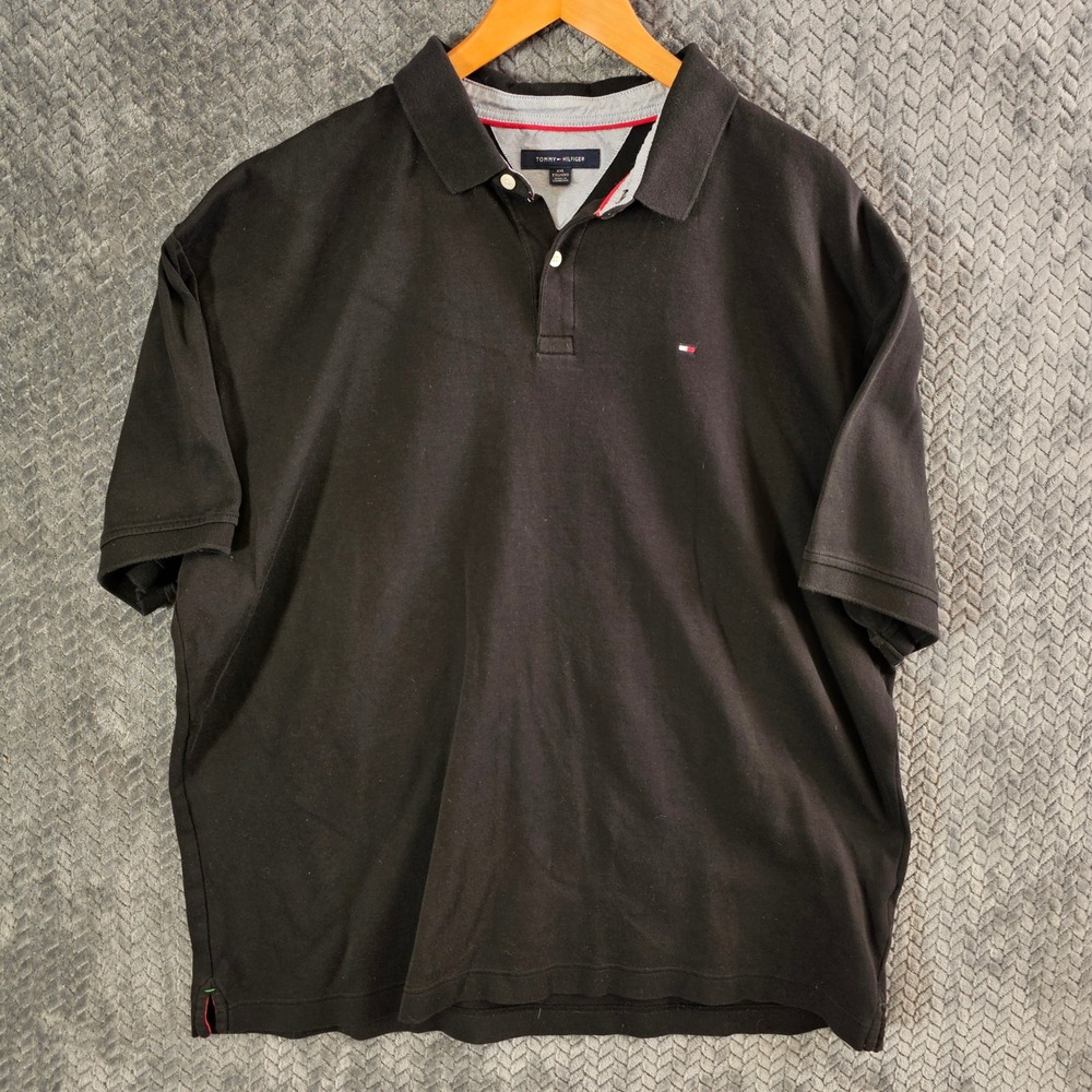 Tommy Hilfiger Polo Shirt Mens XXL Black‎ Short Sleeve Big Tall Collared Golf - Picture 2 of 7